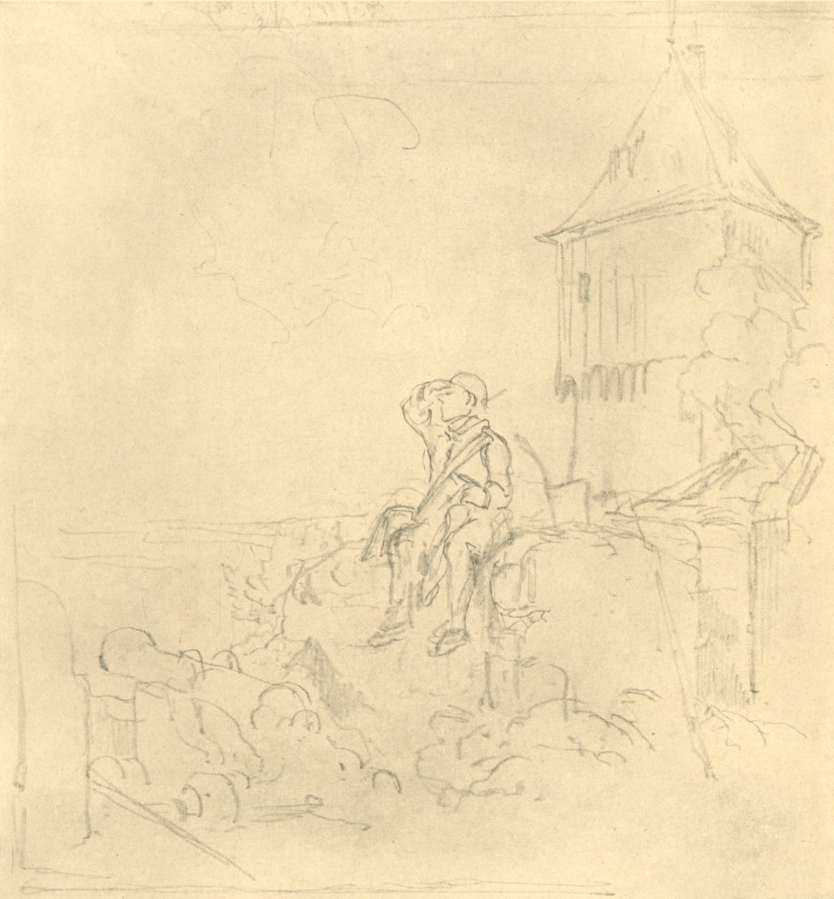 Berdächtiger Rauch, 19. század közepe-vége, 1924 körül. alkotó: Carl Spitzweg