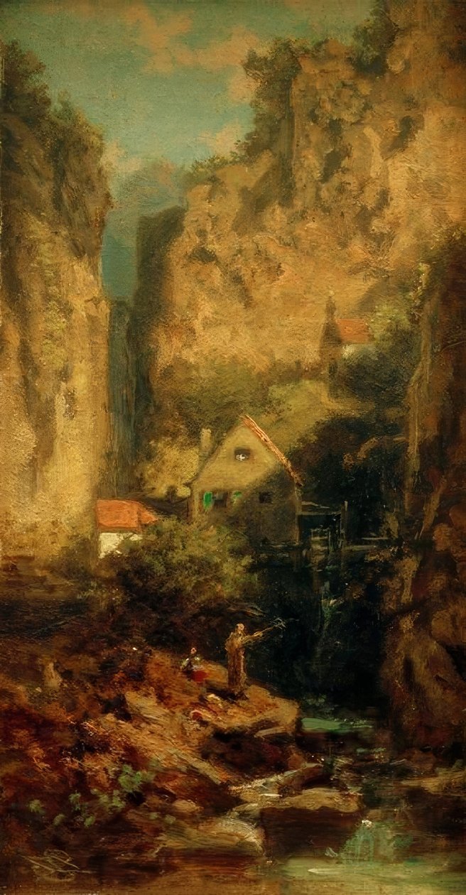 A pisztráng horgász alkotó: Carl Spitzweg
