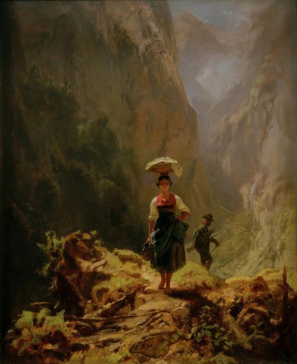 Dirndls és vadászok a hegyekben alkotó: Carl Spitzweg