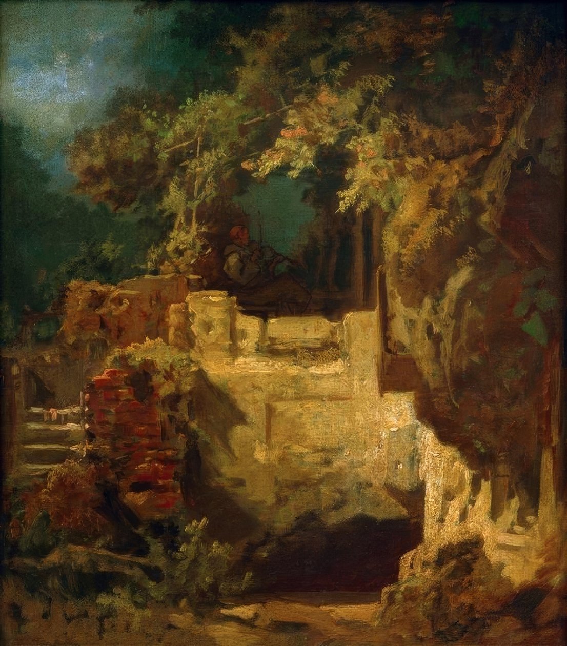 Hegedűs remete a sziklakunyhóban alkotó: Carl Spitzweg