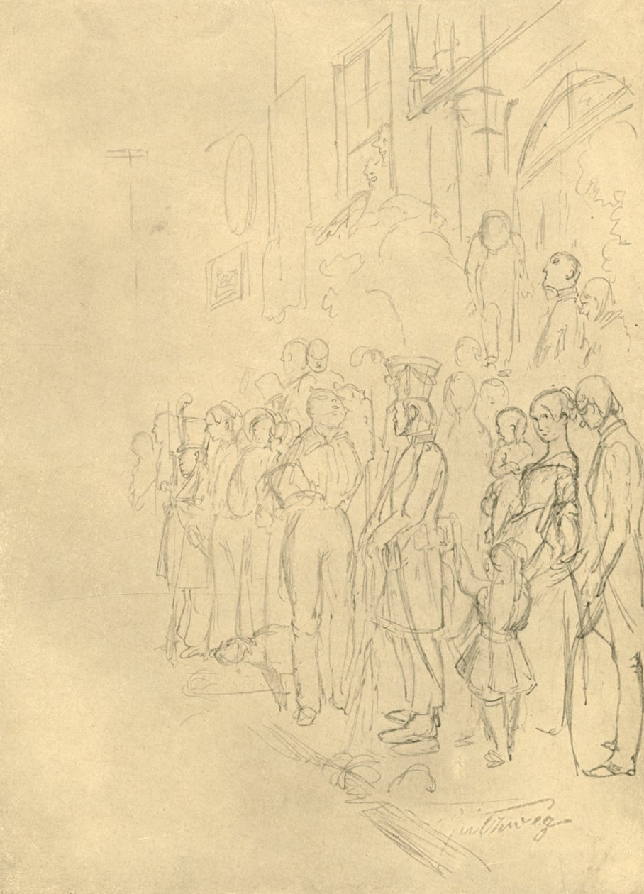 A körmenetre várva, 19. század közepe-vége, 1924. alkotó: Carl Spitzweg