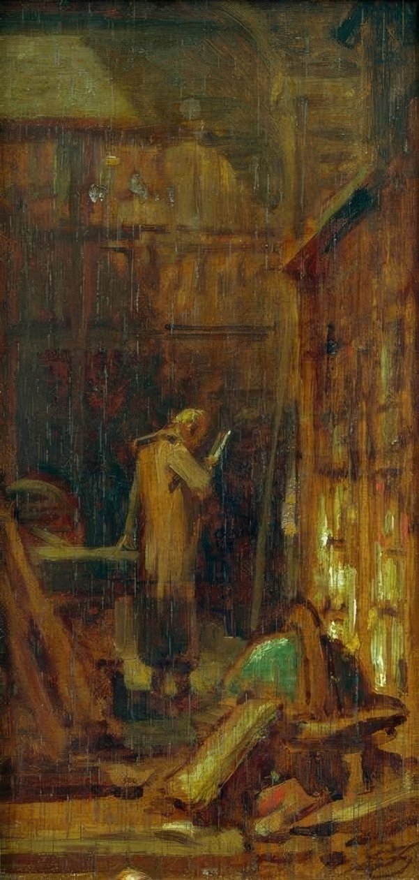 A könyvtárban alkotó: Carl Spitzweg