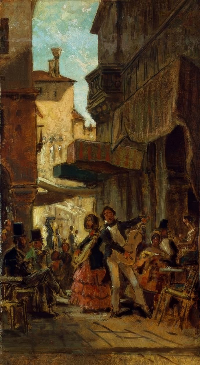 Olasz utcai énekesek alkotó: Carl Spitzweg