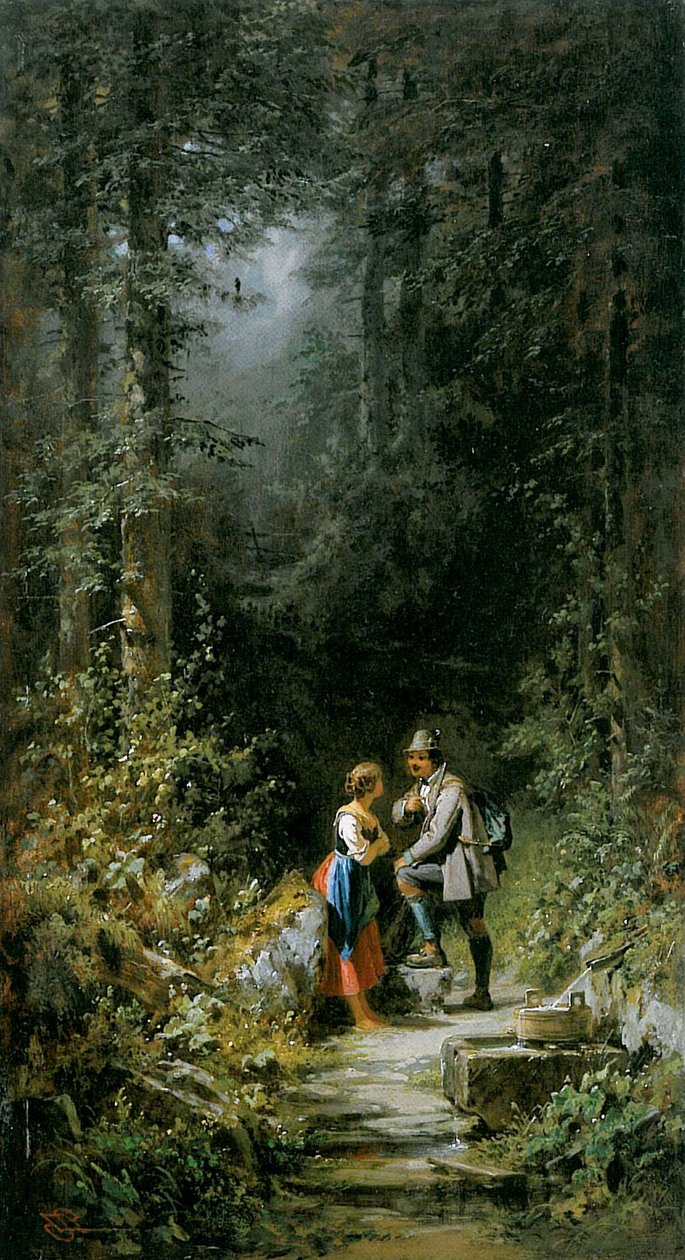 Vadász és tejeslány az erdei kútnál alkotó: Carl Spitzweg