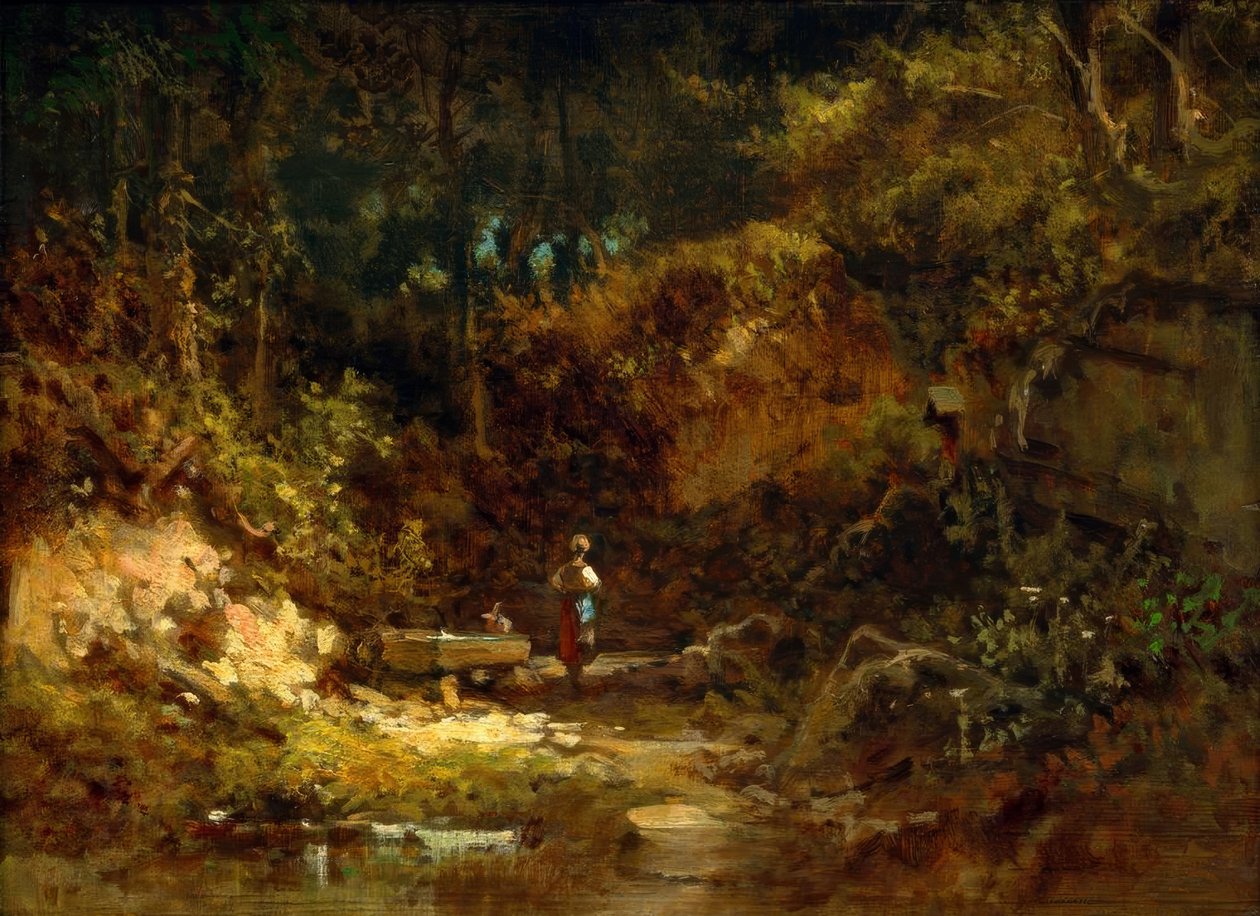 Lány az erdei szökőkútnál alkotó: Carl Spitzweg