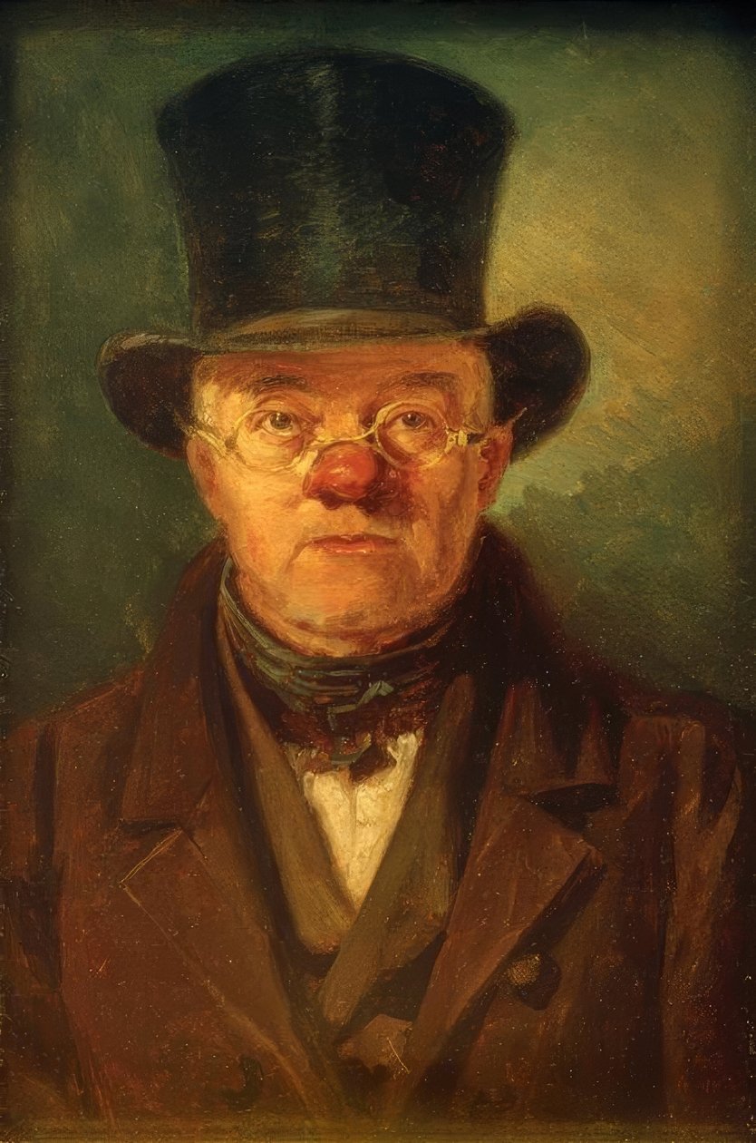 Férfi cilinderrel alkotó: Carl Spitzweg
