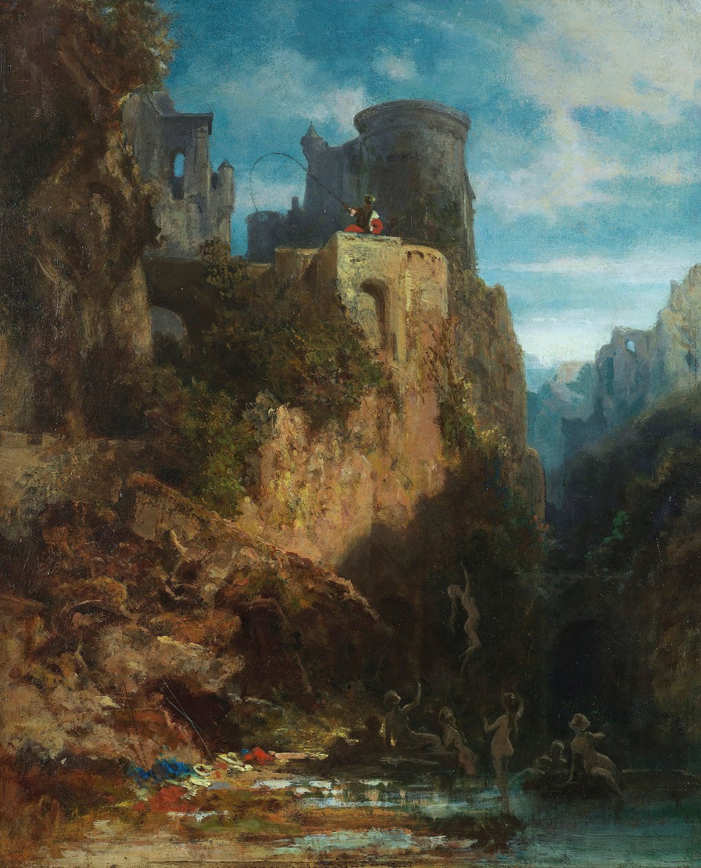 Sellőfogás, 1860 körül. alkotó: Carl Spitzweg