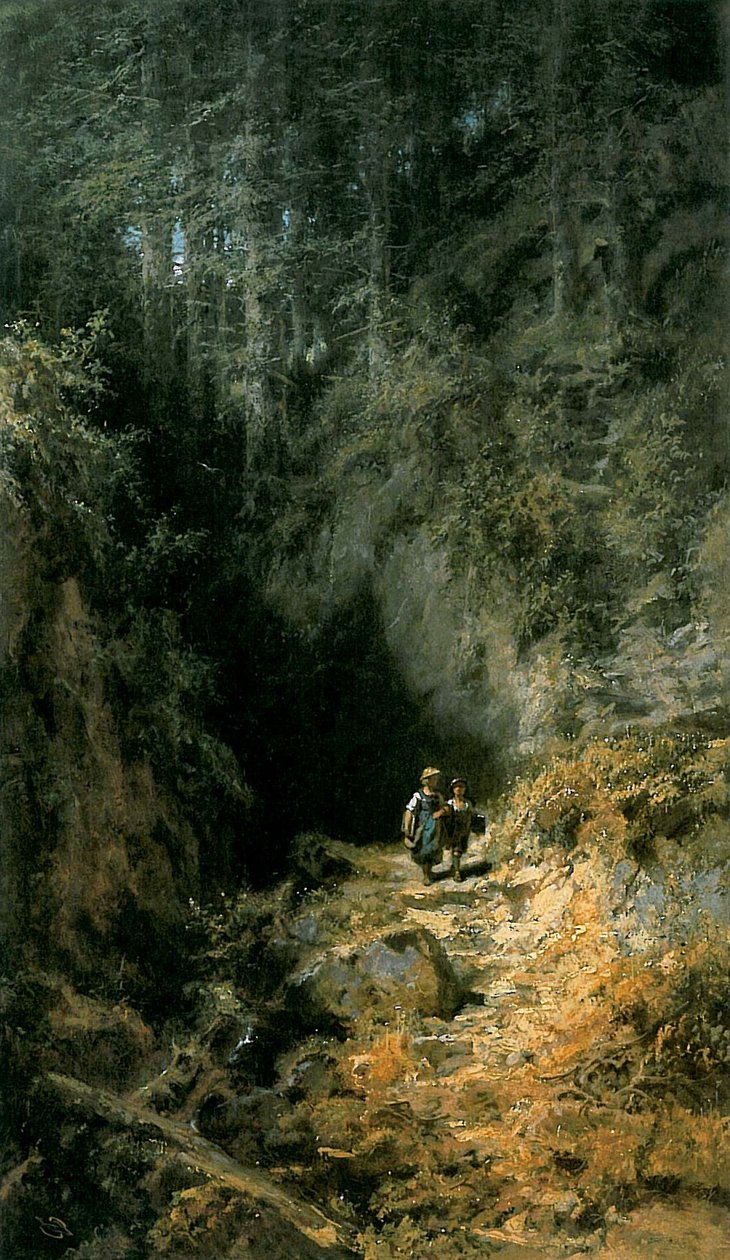 Iskolás gyerekek az erdőben alkotó: Carl Spitzweg