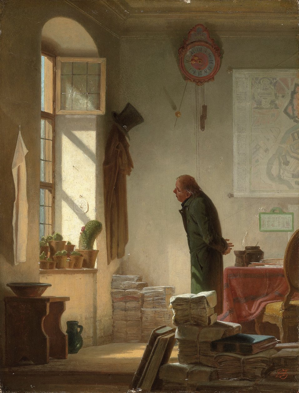 A kaktuszszerető; A kaktuszszerető, 1860 körül alkotó: Carl Spitzweg