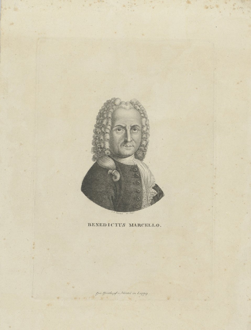 Benedetto Marcello zeneszerző portréja 1686-1739, c. 1795. alkotó: Carl Traugott Riedel