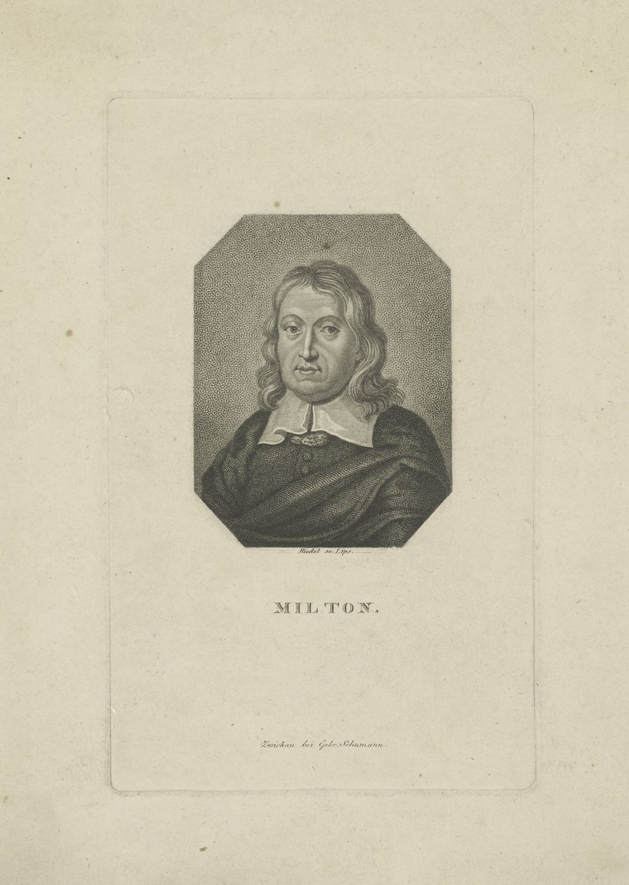 John Milton költő portréja 1608-1674, kb. 1818-1821. alkotó: Carl Traugott Riedel