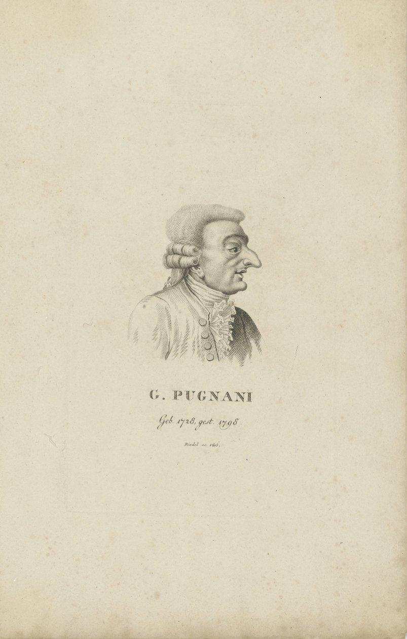 Gaetano Pugnani hegedűművész és zeneszerző portréja 1731-1798, 1815. alkotó: Carl Traugott Riedel