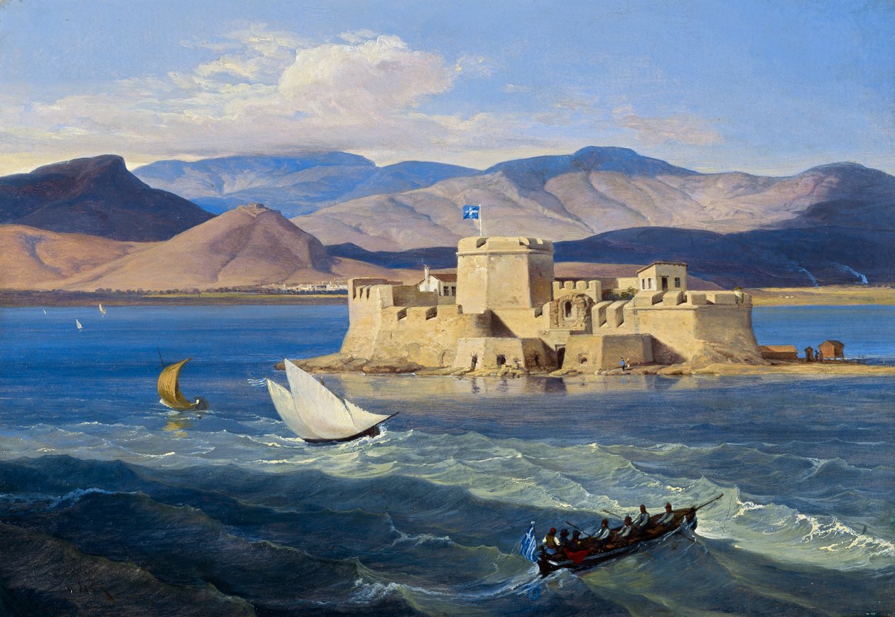 Bourtzi erőd Nauplia közelében alkotó: Carl Wilhelm Freiherr von Heideck