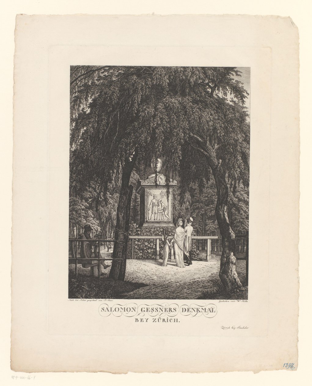 Salomon Gessner emlékműve Zürich közelében Salomon Gessner emlékműve Zürich közelében (cím a tárgyon) alkotó: Carl Wilhelm Kolbe (I)