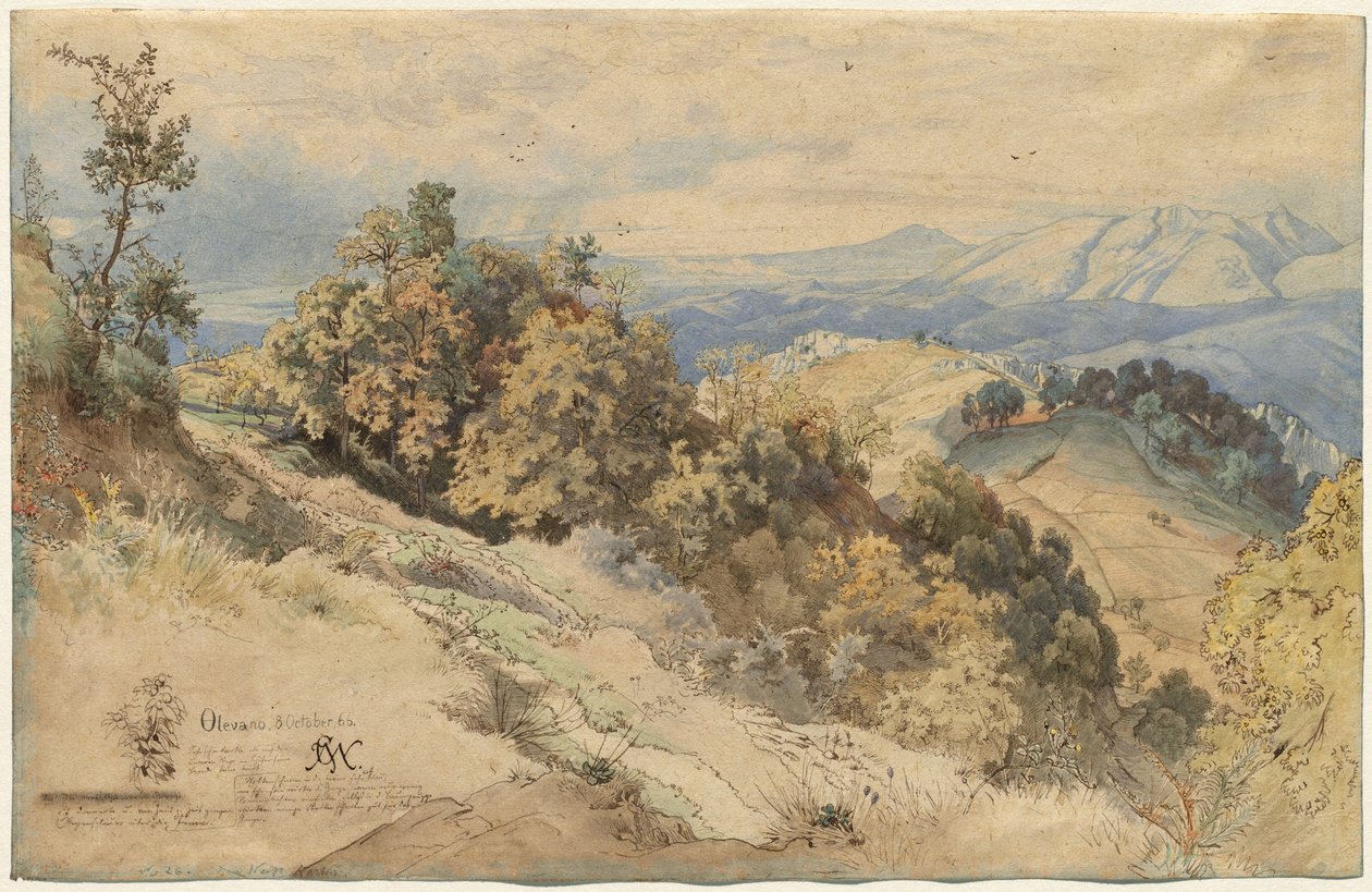 Nap és eső a Serpentarában Olevano közelében alkotó: Carl Wilhelm Müller