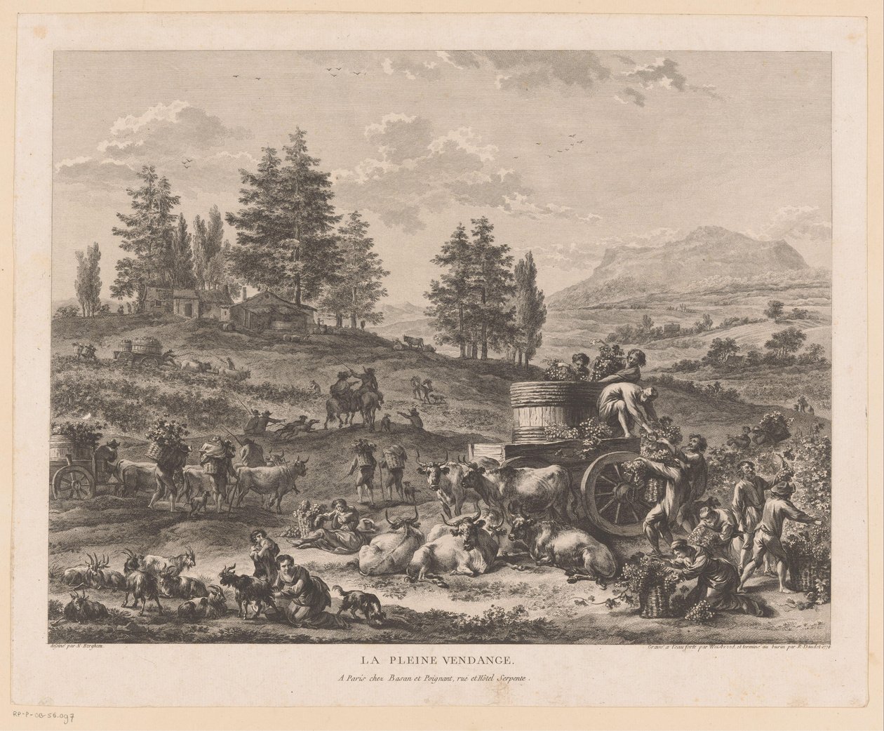 Vintage tájon La pleine vendange (cím a tárgyon) alkotó: Carl Wilhelm Weisbrod