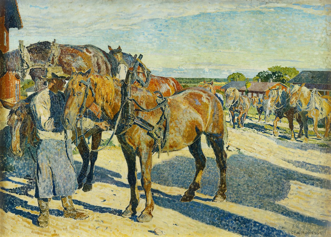 Az istállóudvaron; Pa Stallbacken alkotó: Carl Wilhelm Wilhelmson
