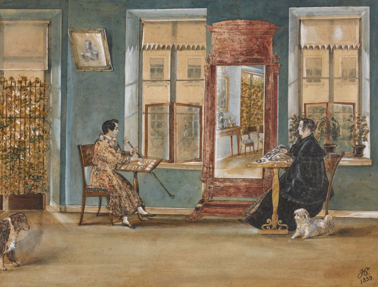 Nyikolaj Osipovich Dur színész 1807-1839 nőjével a nappaliban, 1839. alkotó: Carl von Hampeln