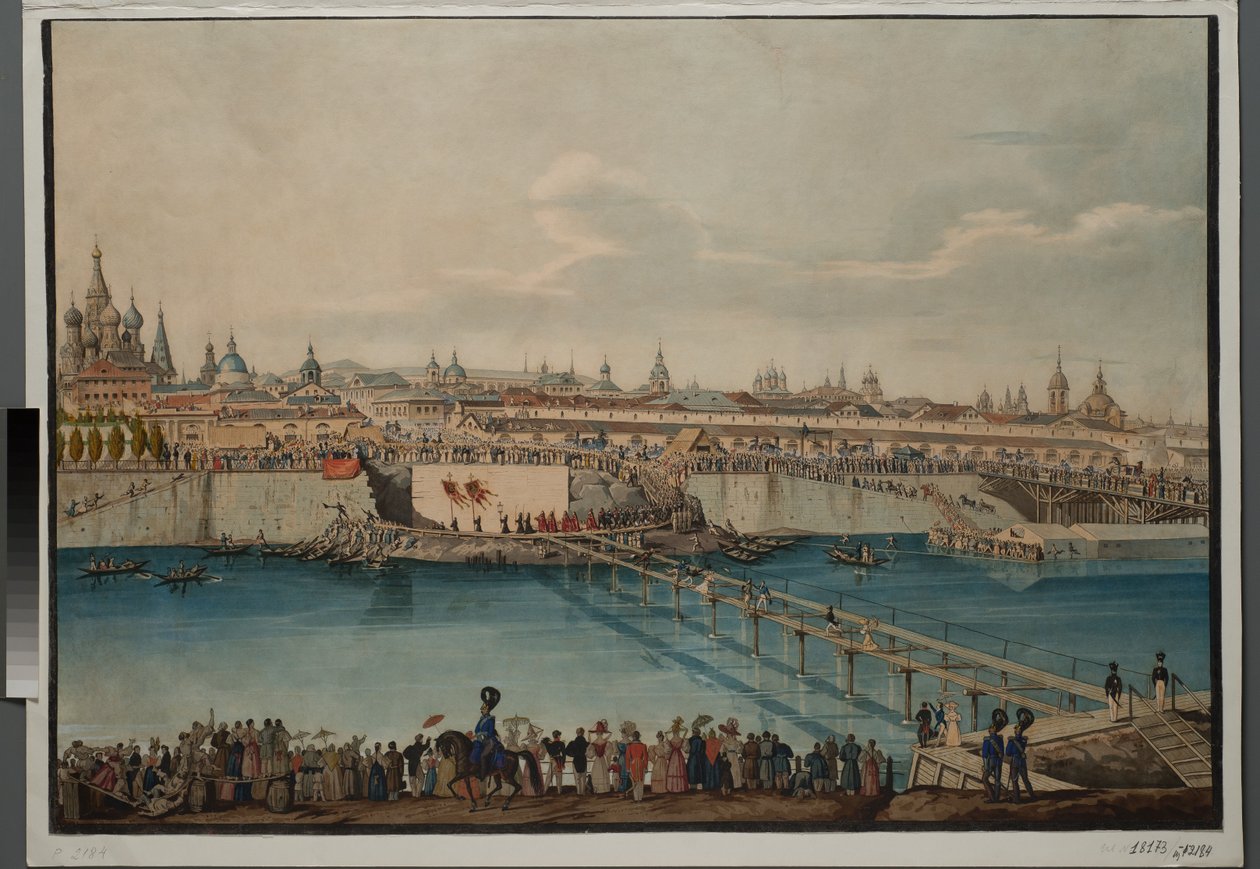 A Moszkvorecszkij-híd sarokkőletétele Moszkvában, 1830. alkotó: Carl von Hampeln