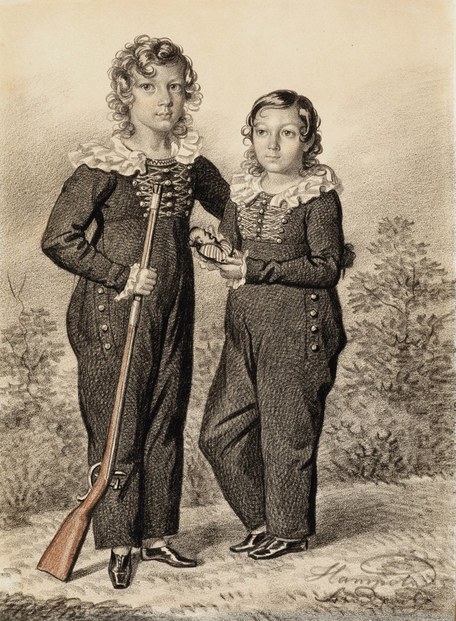 Sándor és Alekszej Dondukov-Korszakov portréja, 1820-as évek vége-1830-as évek eleje. alkotó: Carl von Hampeln