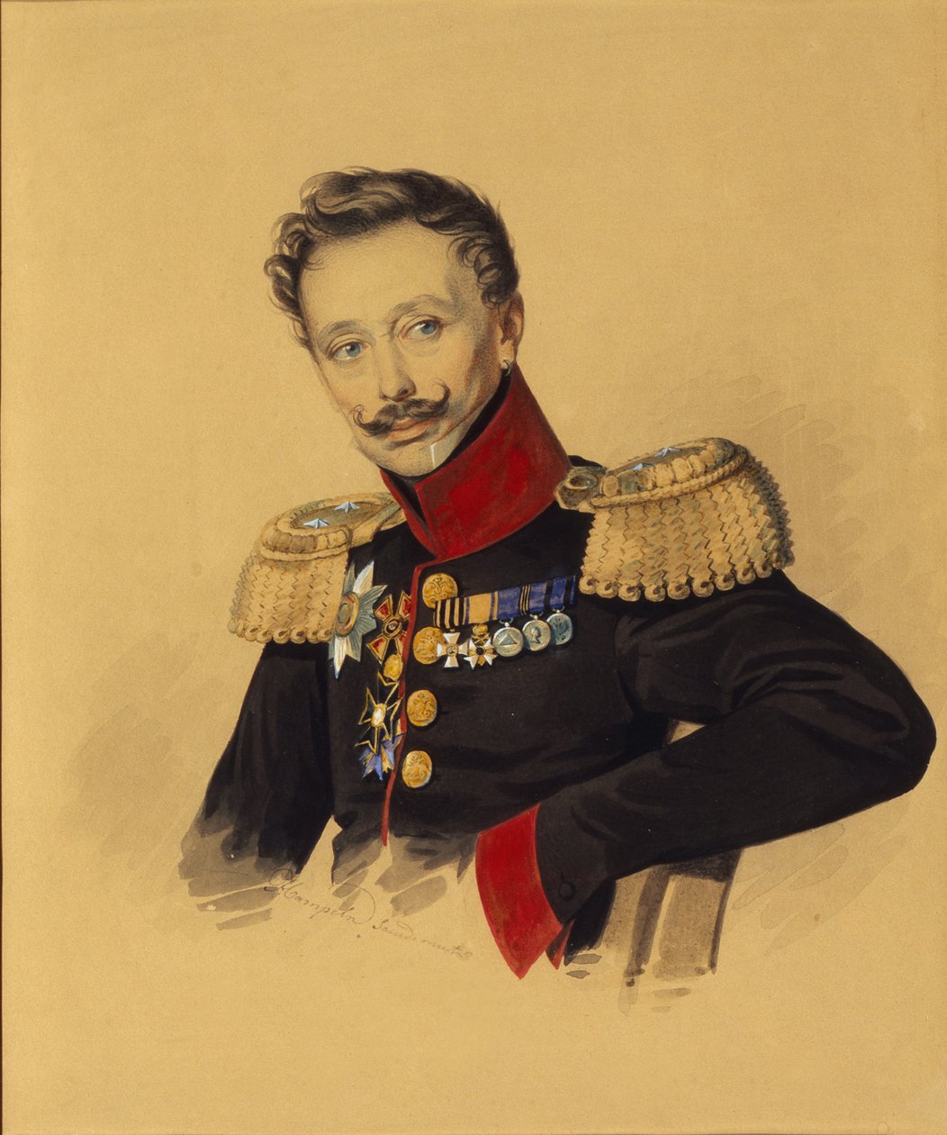 Fjodor Fjodorovics Gagarin herceg portréja 1786-1863, 1830-as évek alkotó: Carl von Hampeln