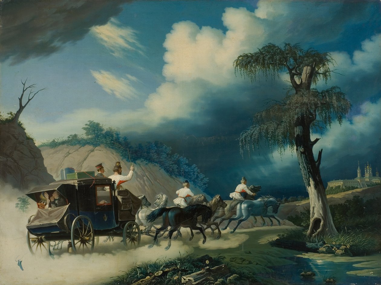 Trojka zivatar idején, 1830-as évek. alkotó: Carl von Hampeln