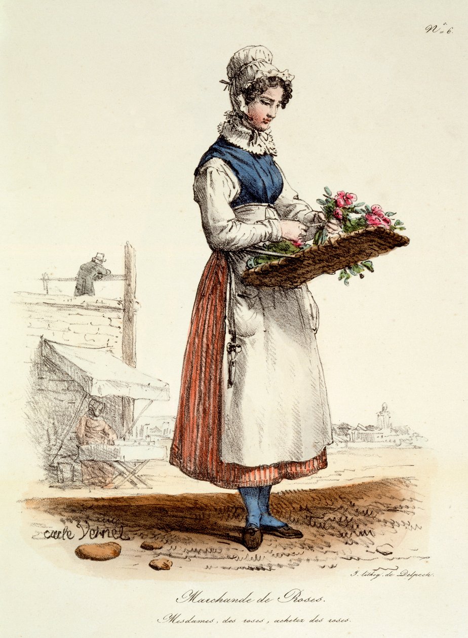 Párizsi rózsaárus, Delpech nyomtatása, 1820 alkotó: Carle Vernet