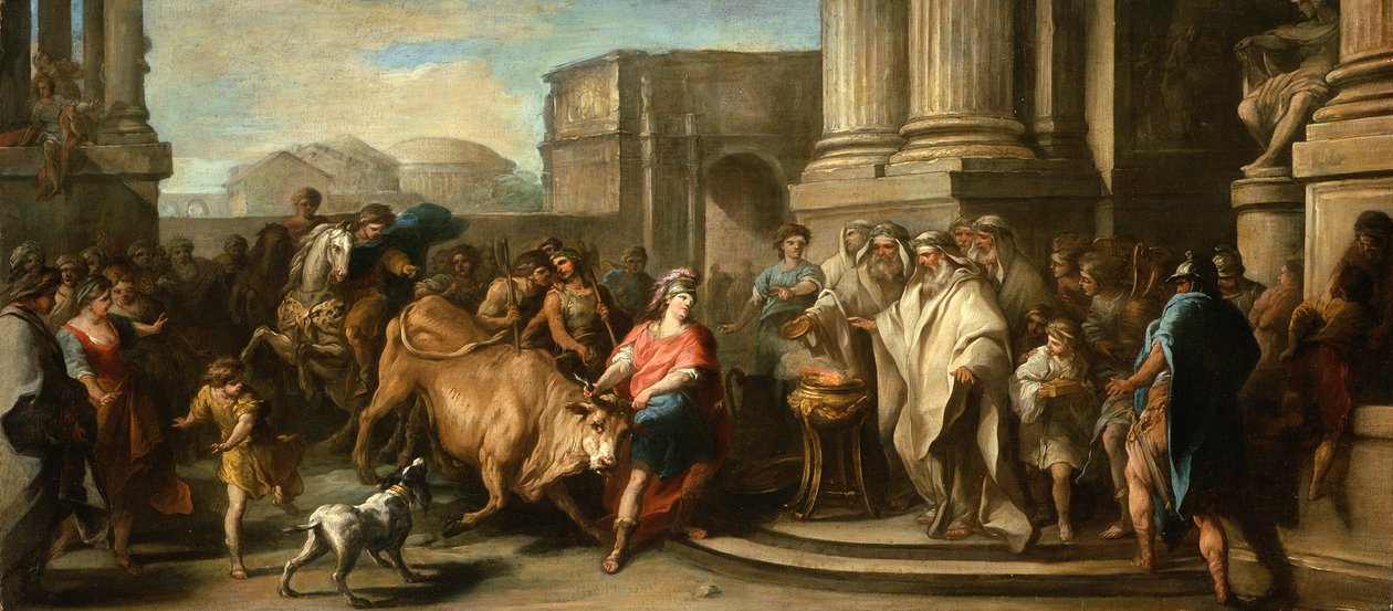 Thészeusz megszelídíti a marathoni bikát, 1730 körül alkotó: Carle van Loo