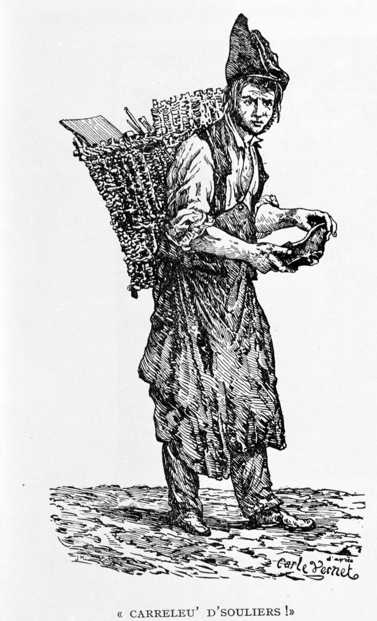 Egy cipész, Carle Vernet metszet. alkotó: Carle (after) Vernet