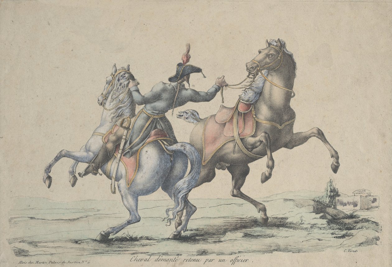 Egy leszállt ló, akit egy tiszt befogott, 1770-1836. alkotó: Carle Vernet