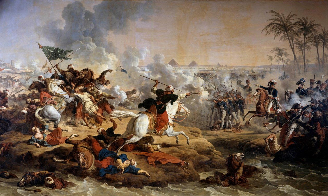 Egyiptom hadjárata (expedíciója) (1798-1801): "" A piramisok csata 1798. 07. 21-én"" Antoine dit Carle Vernet (1758-1836) festménye, 18. századi Boissy saint Leger. Grosbois kastély alkotó: Carle Vernet