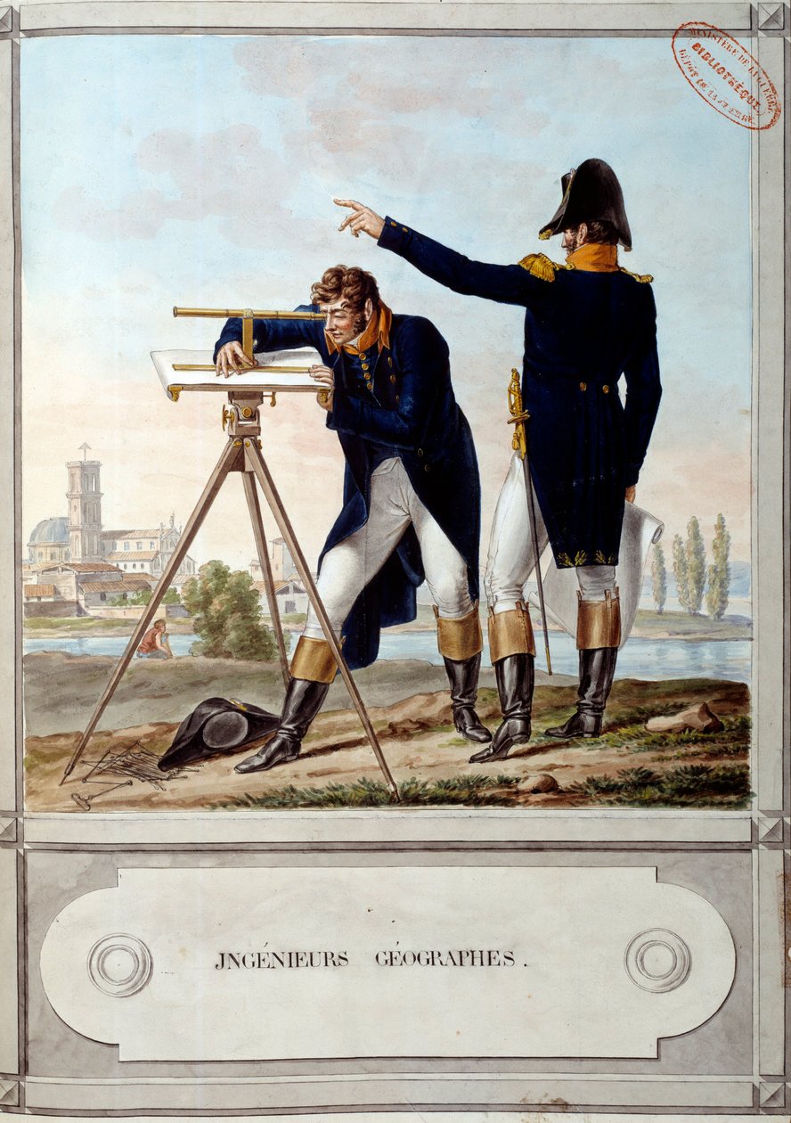 A Műszaki Iskola geográfusai. Az egyiptomi hadjárat (expedíció) időszaka (1798-1801). Antoine Dit Carle Vernet metszete (1758-1836) alkotó: Carle Vernet
