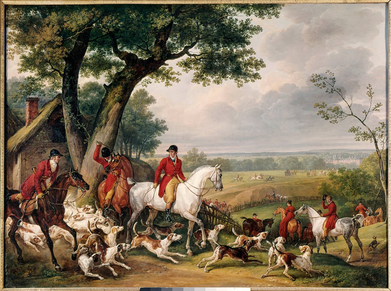 Vadászat a fontainebleau-i erdőben Antoine Vernet dit Carle festménye (1758-1836) 1824 Gien. Vadászati Múzeum – Vadászat a fontainebleau-i erdőben. Antoine Vernet festménye: Carle (1758-1836) 1824. Vadászati Múzeum, Gien kastély, Franciaország alkotó: Carle Vernet