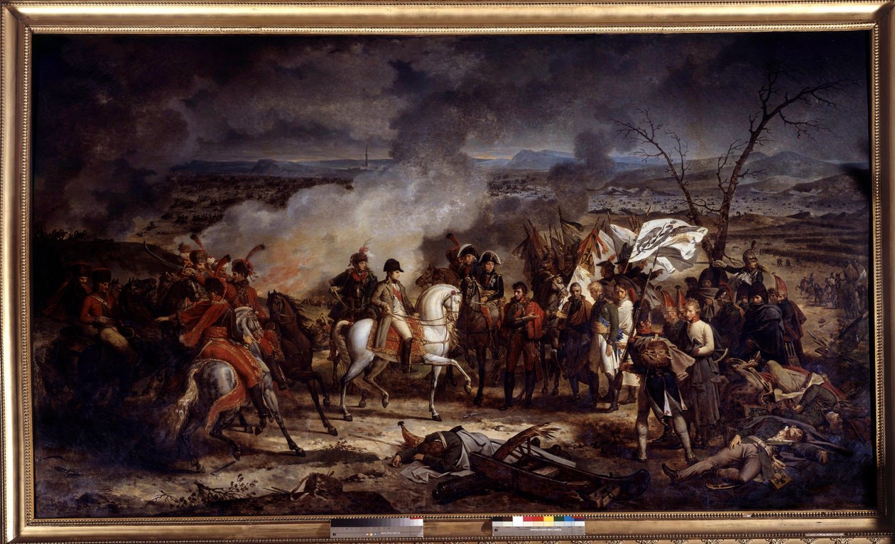 Napóleoni háború: I. Napóleon császár (1769-1821) az austerlitzi csata során 1805.02.12-én. Antoine Vernet (1758-1836) festménye 1805 Boissy Saint Leger. Chateau De Grosbois alkotó: Carle Vernet