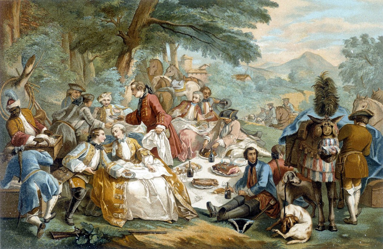 Vadászati ebéd - Carle Van Loo után alkotó: Carle van (after) Loo
