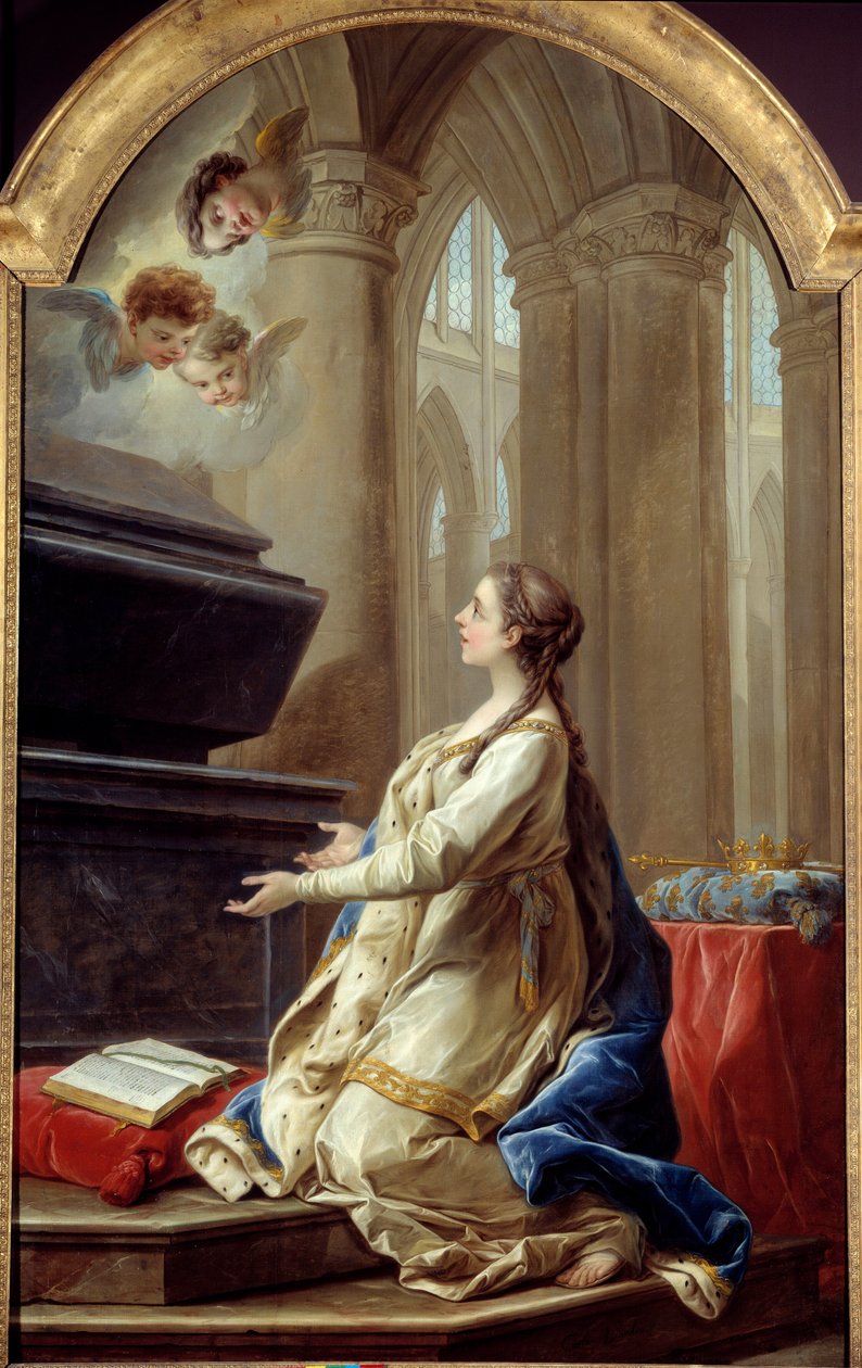 Szent Clothilde imában Carle Van Loo (1705-1765) festménye, 18. századi Brest, Szépművészeti Múzeum. alkotó: Carle van Loo