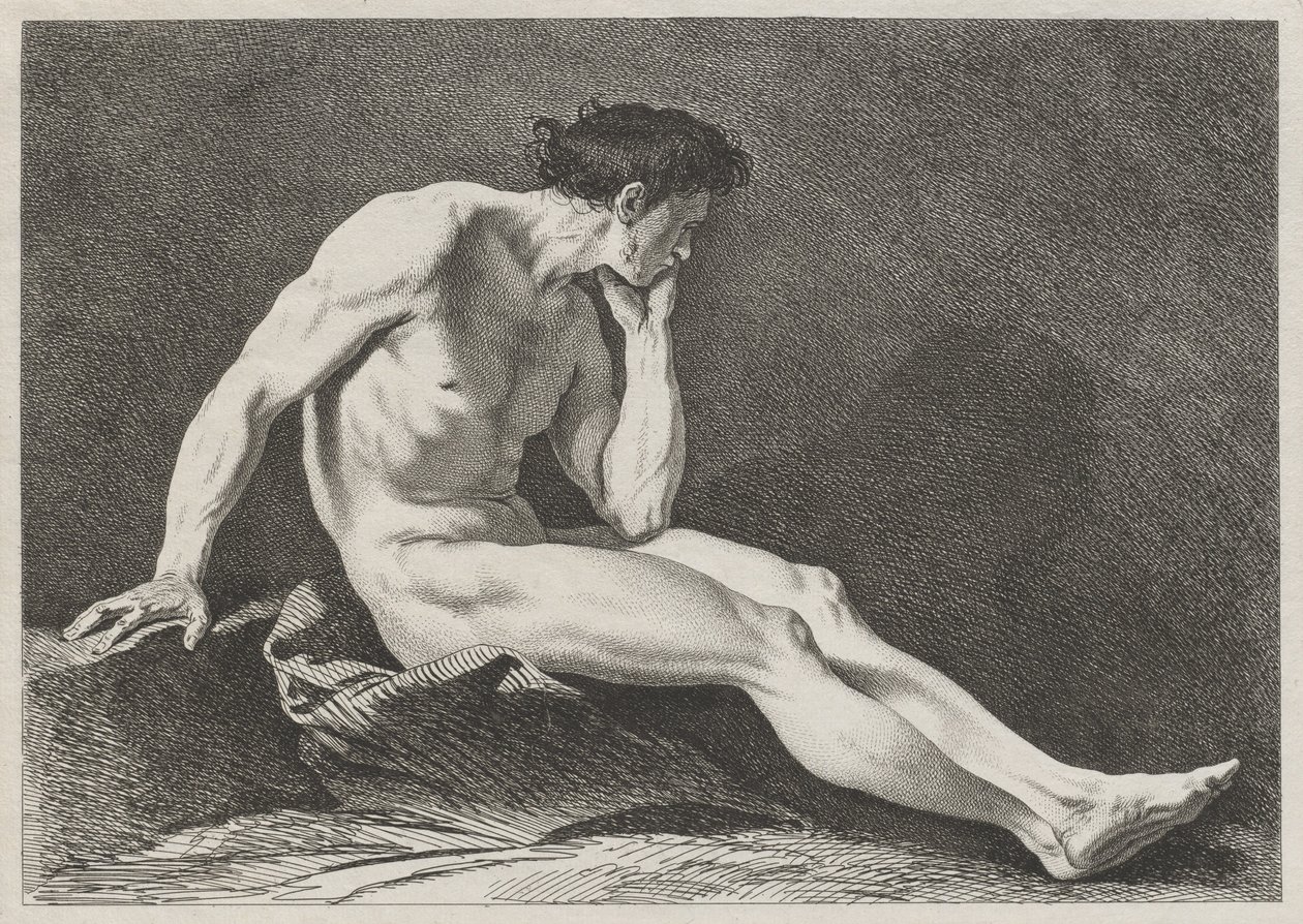 Ülő férfi fejjel a kezében alkotó: Carle van Loo