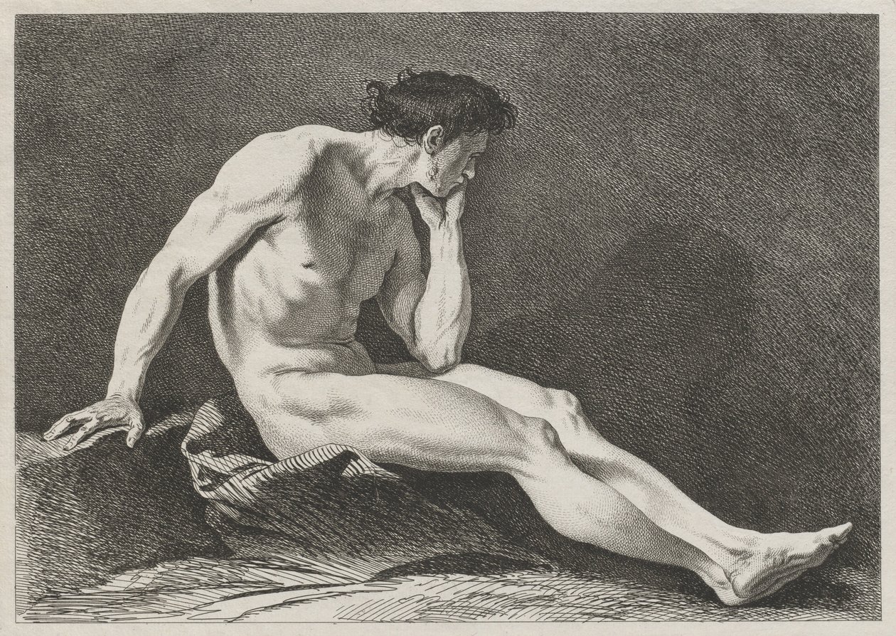 Ülő férfi fejjel a kezében alkotó: Carle van Loo
