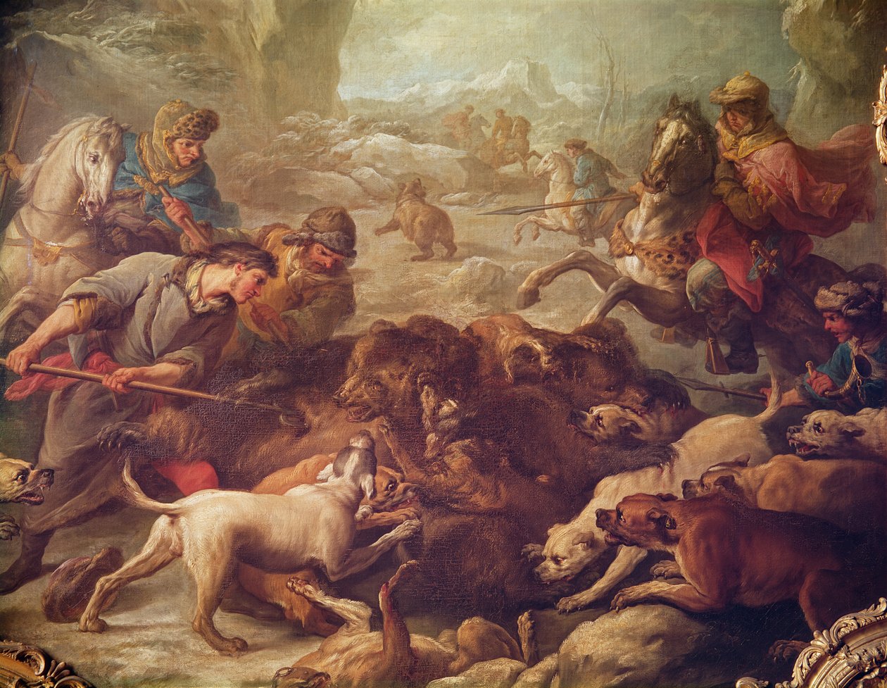 Medvevadászat (olaj, vászon) alkotó: Carle van Loo