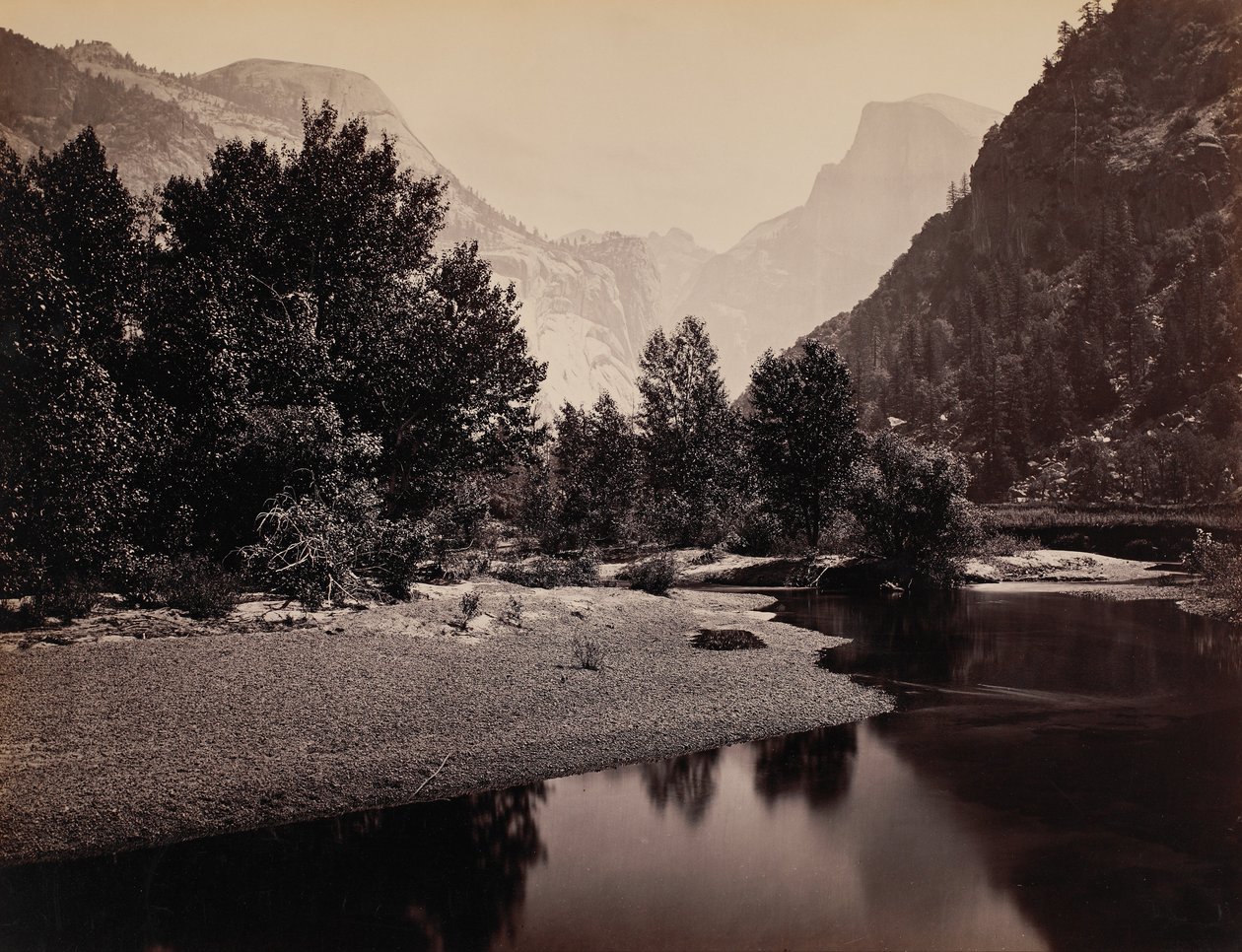 Távoli kilátás a kupolákra, Yosemite -völgy, Kalifornia alkotó: Carleton E. Watkins