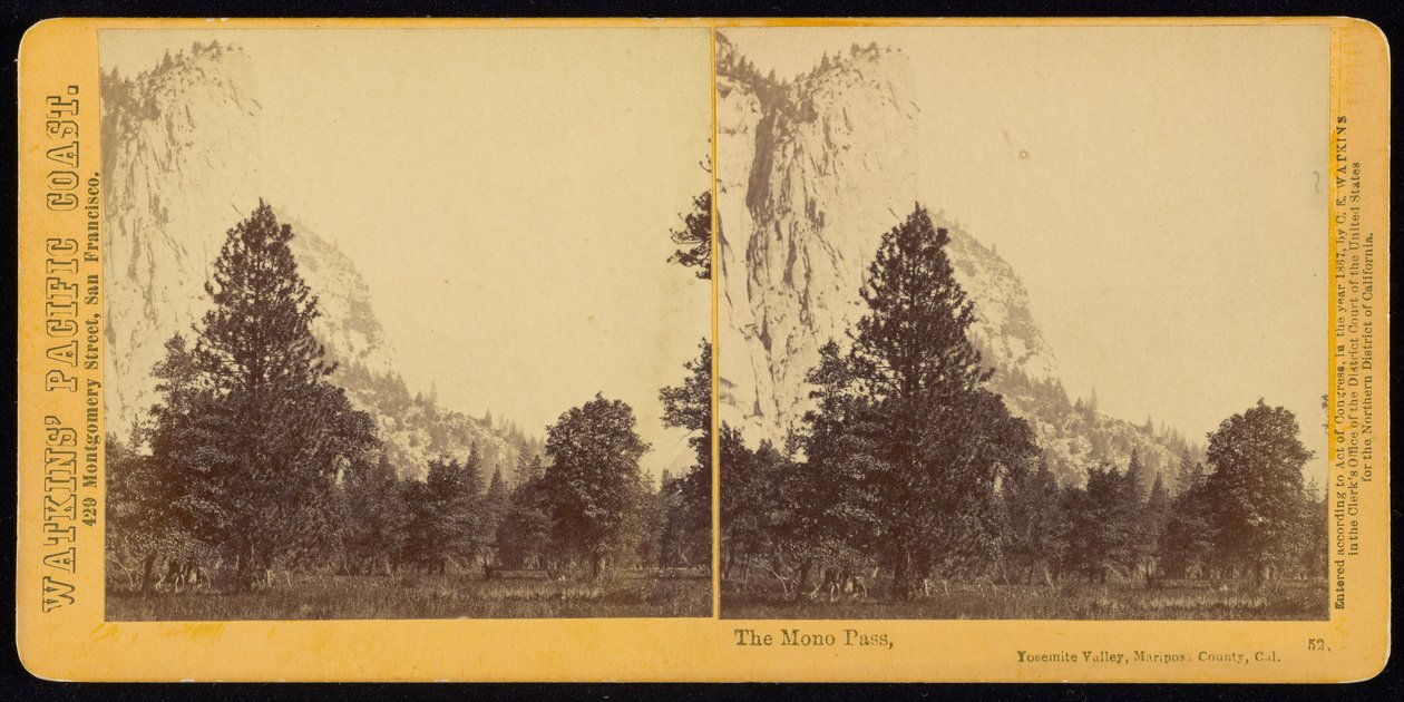 A Mono -hágó, Yosemite -völgy, Mariposa megye, kb. alkotó: Carleton E. Watkins