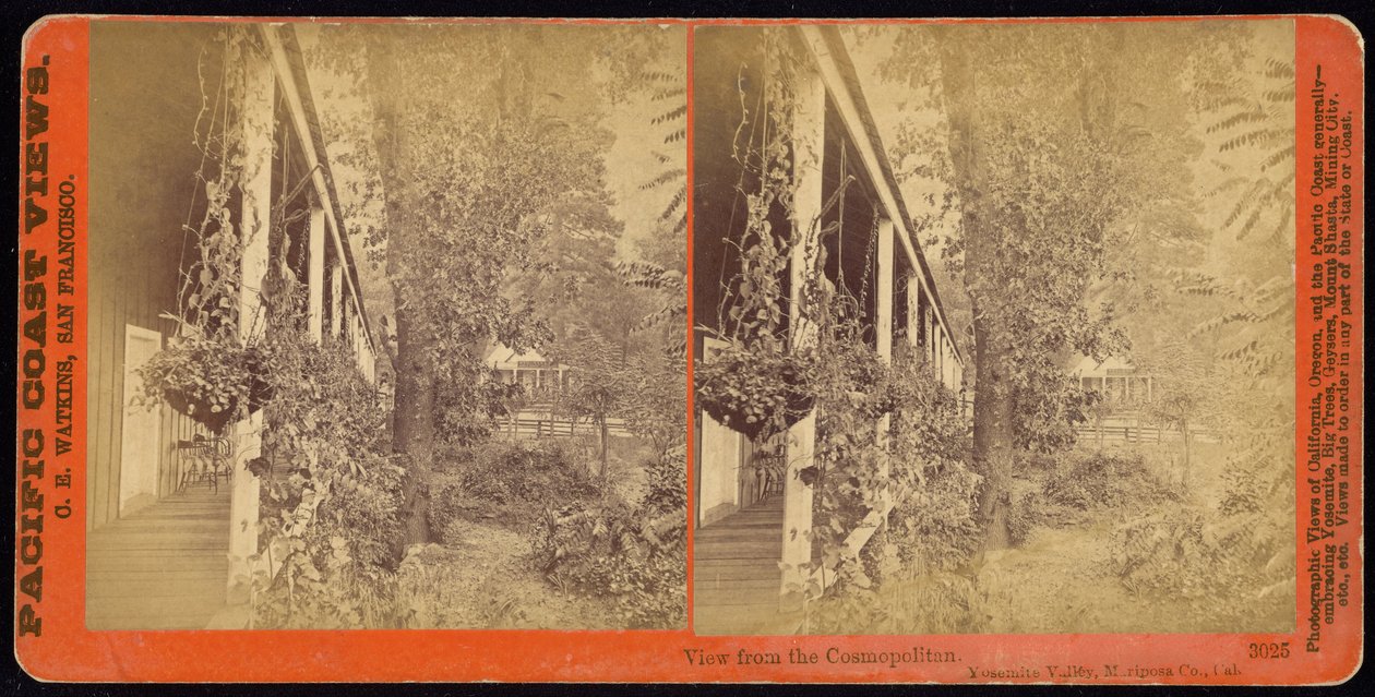 Kilátás a Cosmopolitanból. Yosemite -völgy, Mariposa megye. Kb. alkotó: Carleton E. Watkins