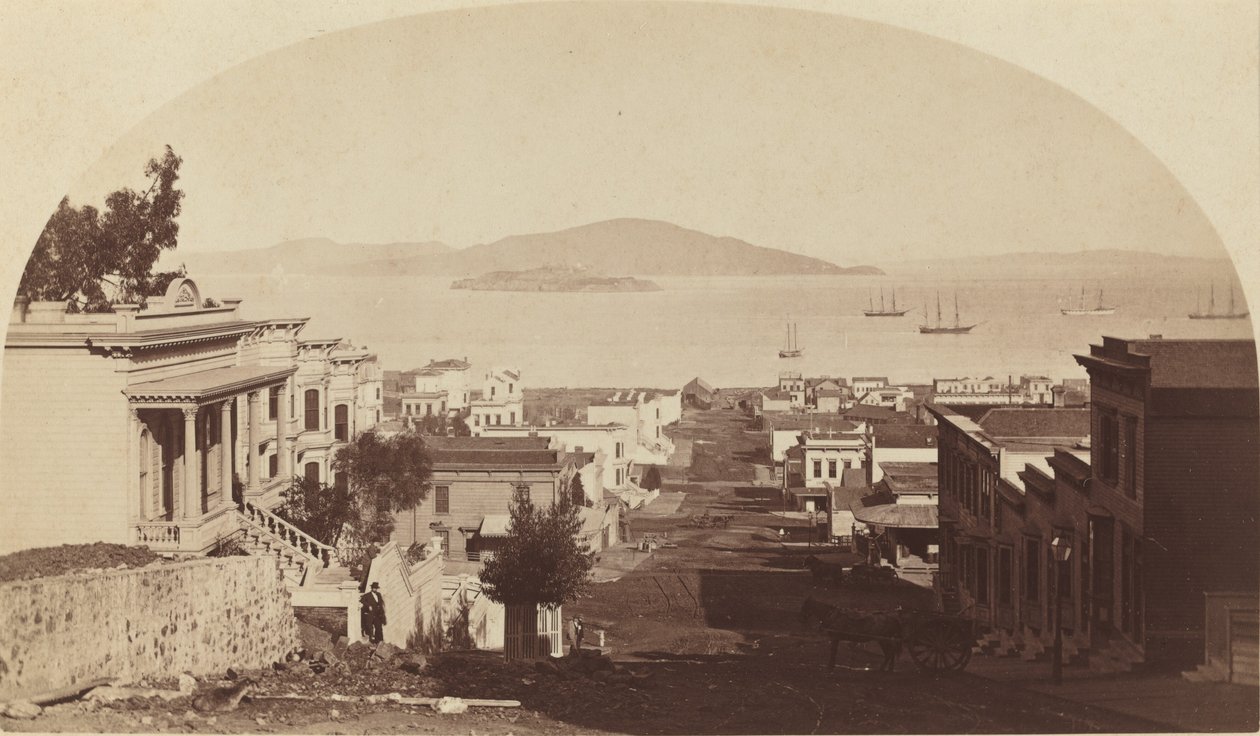 Alcatraz-sziget és a San Francisco-öböl, Északra nézve alkotó: Carleton E. Watkins