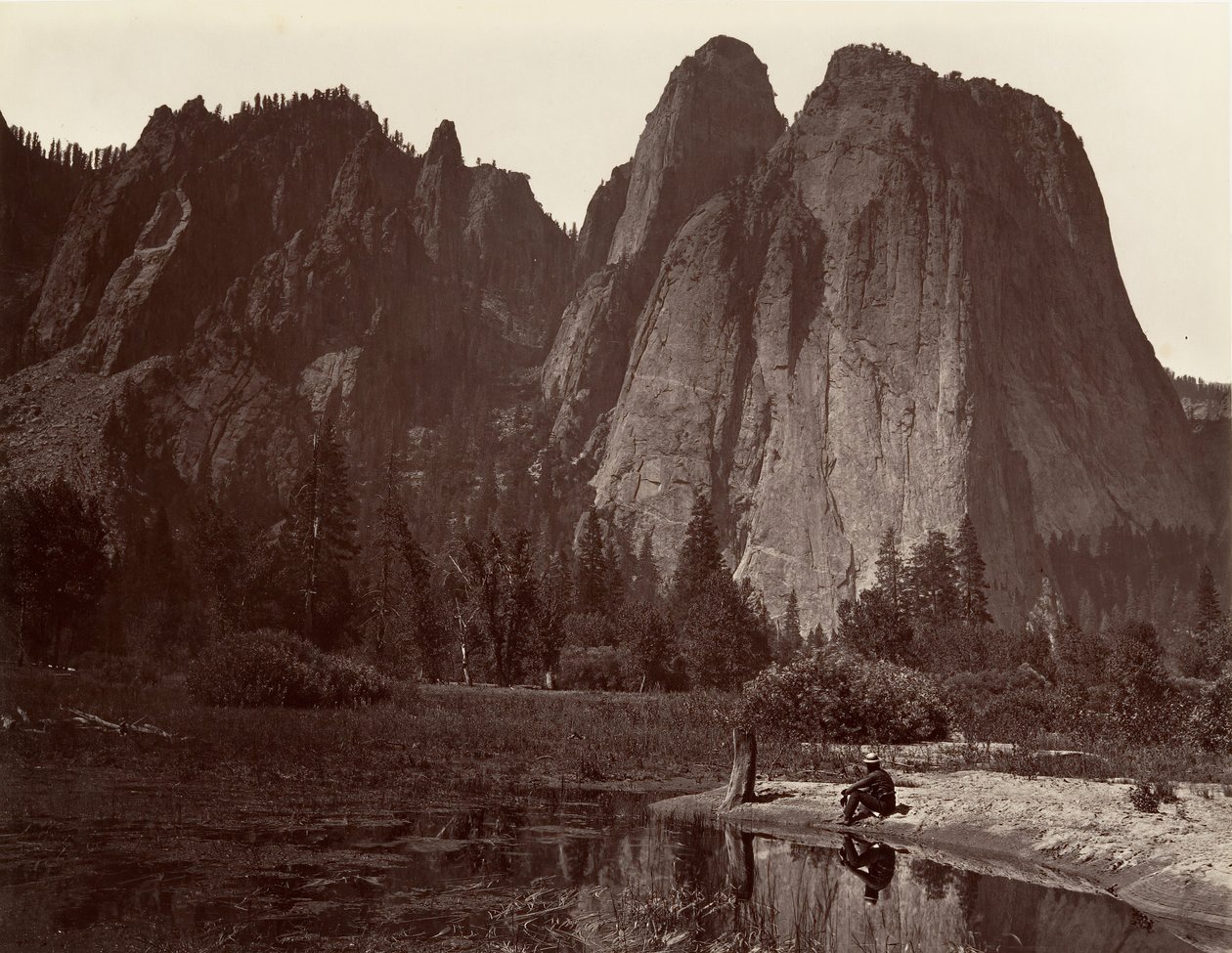 Cathedral Rocks, Yosemite, kb. 1872, nyomtatott kb. 1876. alkotó: Carleton E. Watkins.