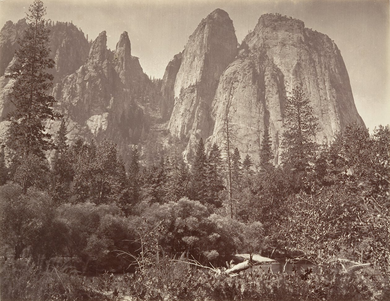Cathedral Rocks and Spires, kb. 1872, nyomtatott kb. 1876. alkotó: Carleton E. Watkins.