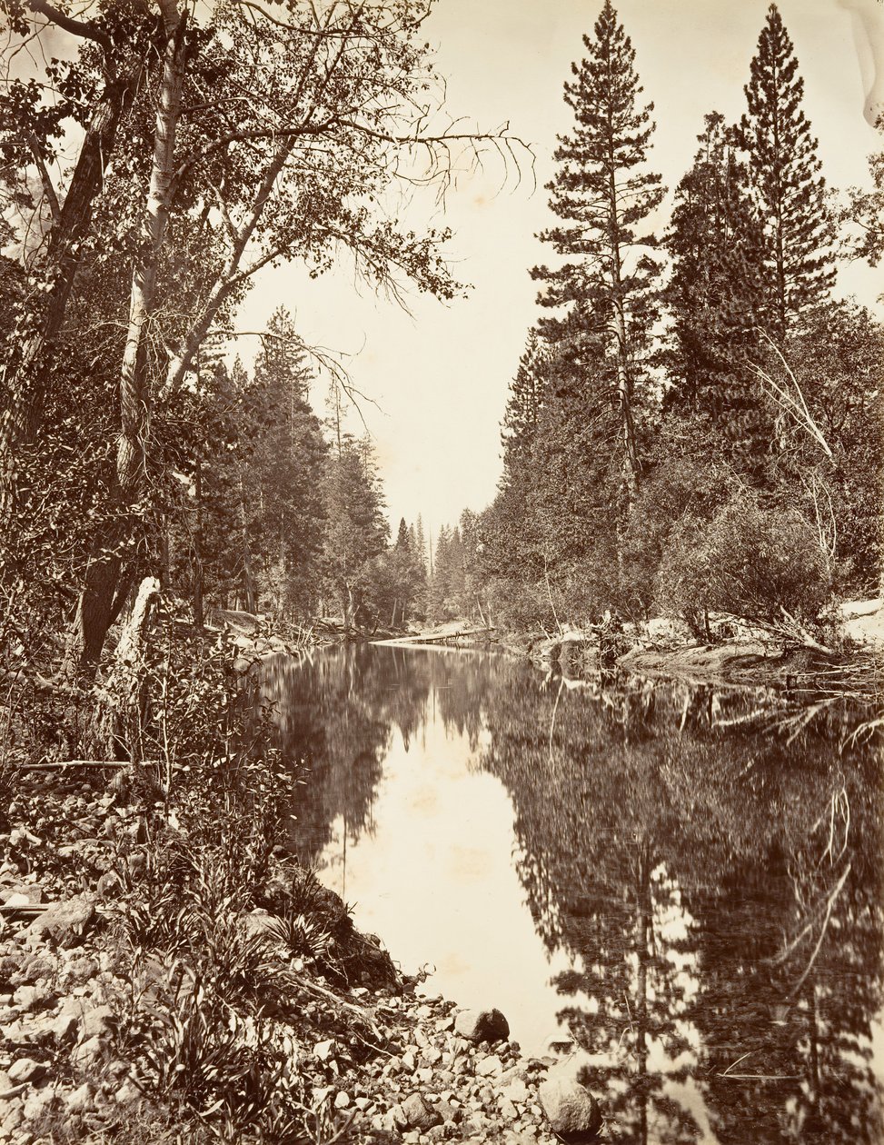 Merced River, Yosemite, kb. 1872, nyomtatott kb. 1876. alkotó: Carleton E. Watkins.