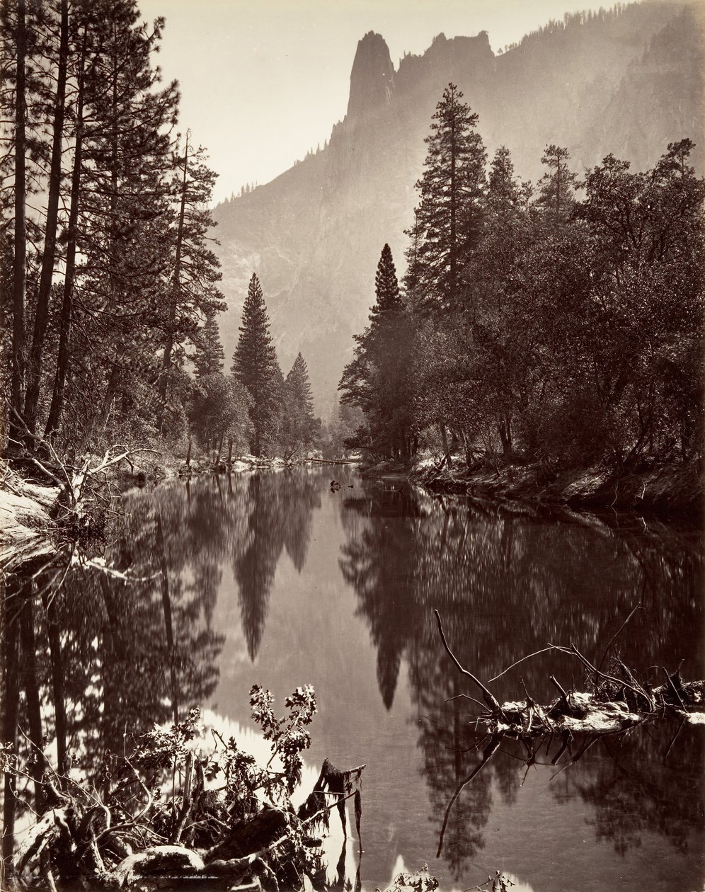 A Sentinel Rock tükörképe, Yosemite, kb. 1872, nyomtatott kb. 1876. alkotó: Carleton E. Watkins.