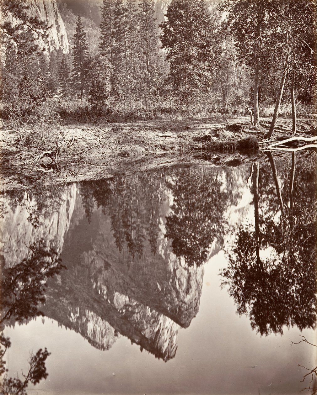 A három testvér tükörképe, Yosemite, kb. 1872, nyomtatott kb. 1876. alkotó: Carleton E. Watkins.
