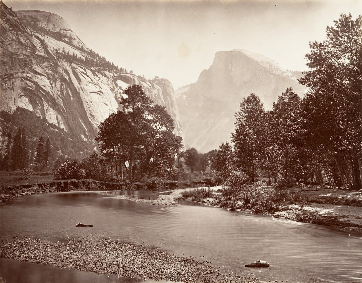 North and South Dome, Yosemite, kb. 1872, nyomtatott kb. 1876. alkotó: Carleton E. Watkins.