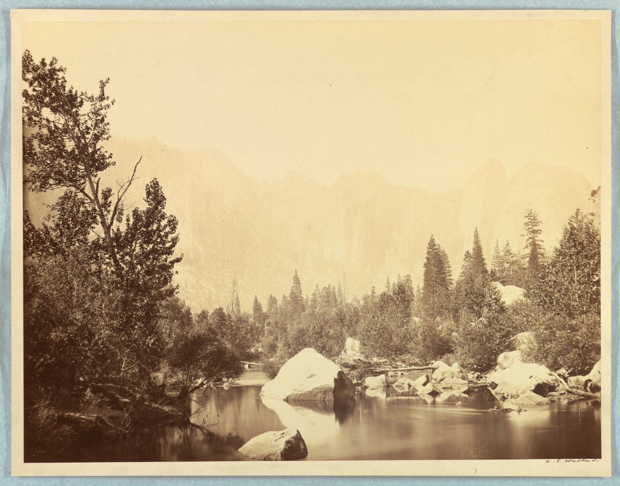 Kilátás a Merced folyóra, Yosemite alkotó: Carleton E. Watkins